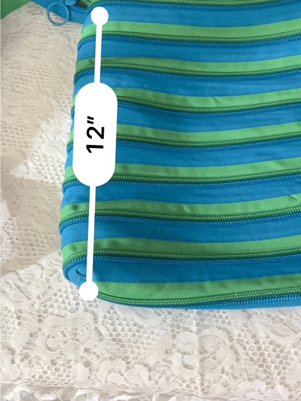 ZIP IT Green & Blue ZIPPER Shoulder Bag with Adjustable Strap FREE BAG CHARM - Picture 9 of 11